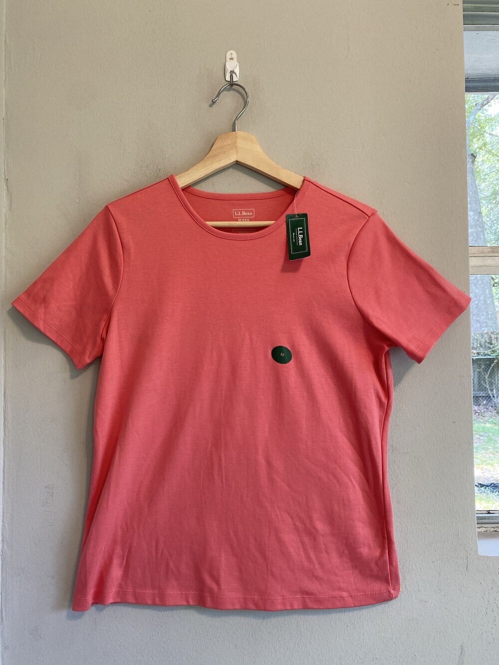 L.L.Bean Supima Cotton Crewneck T-Shirt Shell Coral Women's M NWT